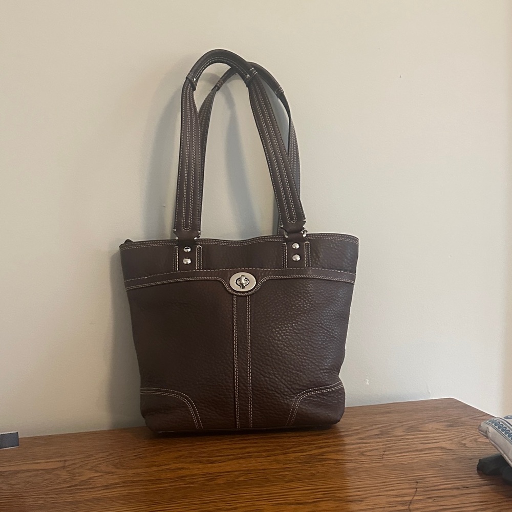 Coach Dark Brown Leather Tote Bag